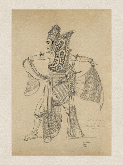 Antique Print of a Javanese Performer Dancer Indonesia Asian Printable Download