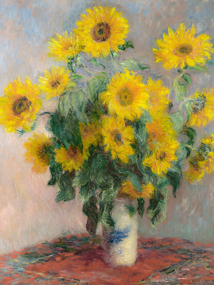 Vintage Still Life Painting of a Vase with Sunflowers Printable Download